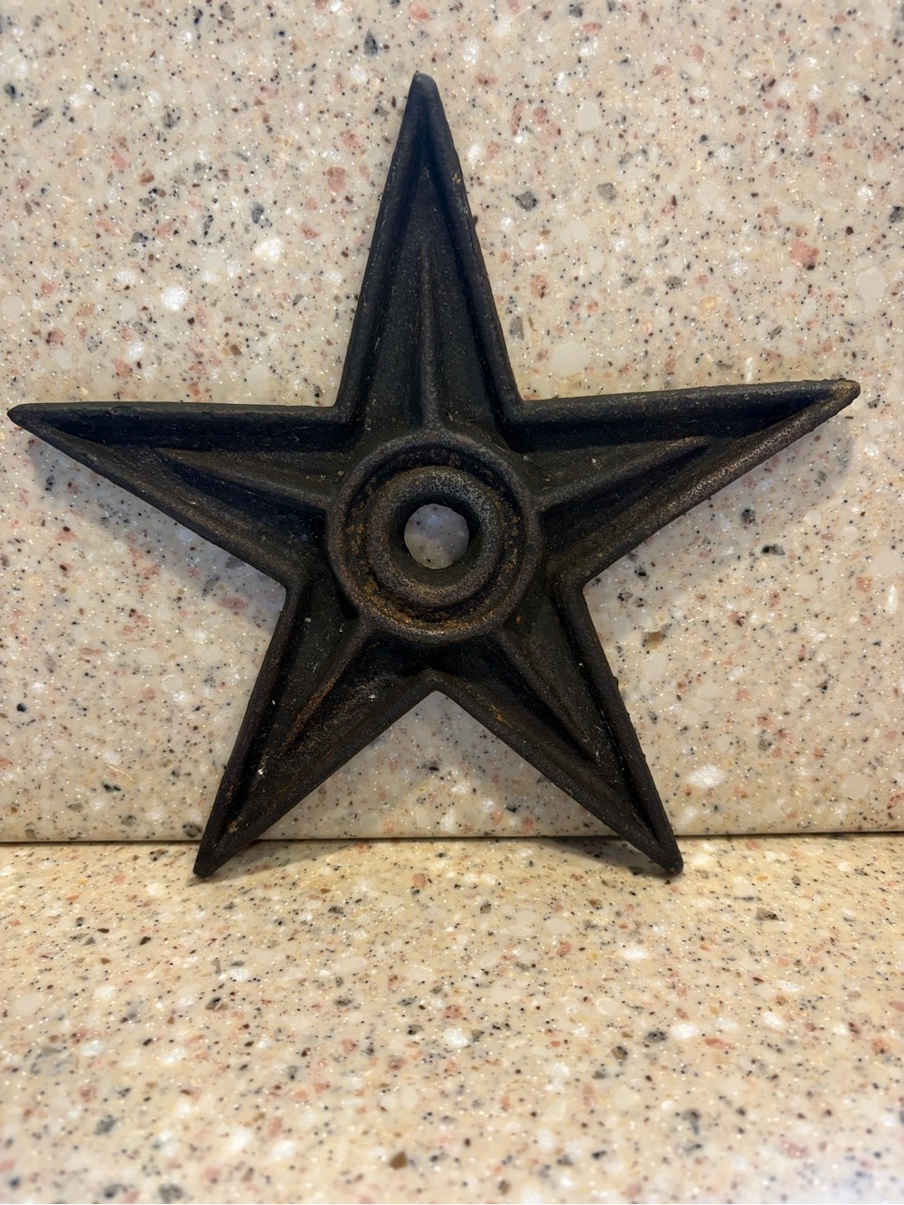 Vintage Black Cast Iron Metal Star, 7.5”